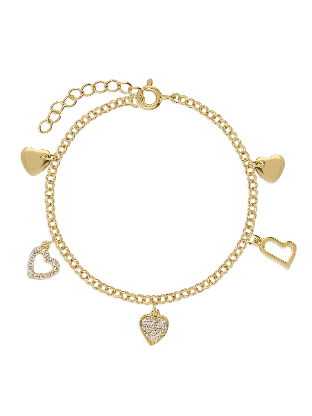 Pulseira corações em prata 925 com zircónias