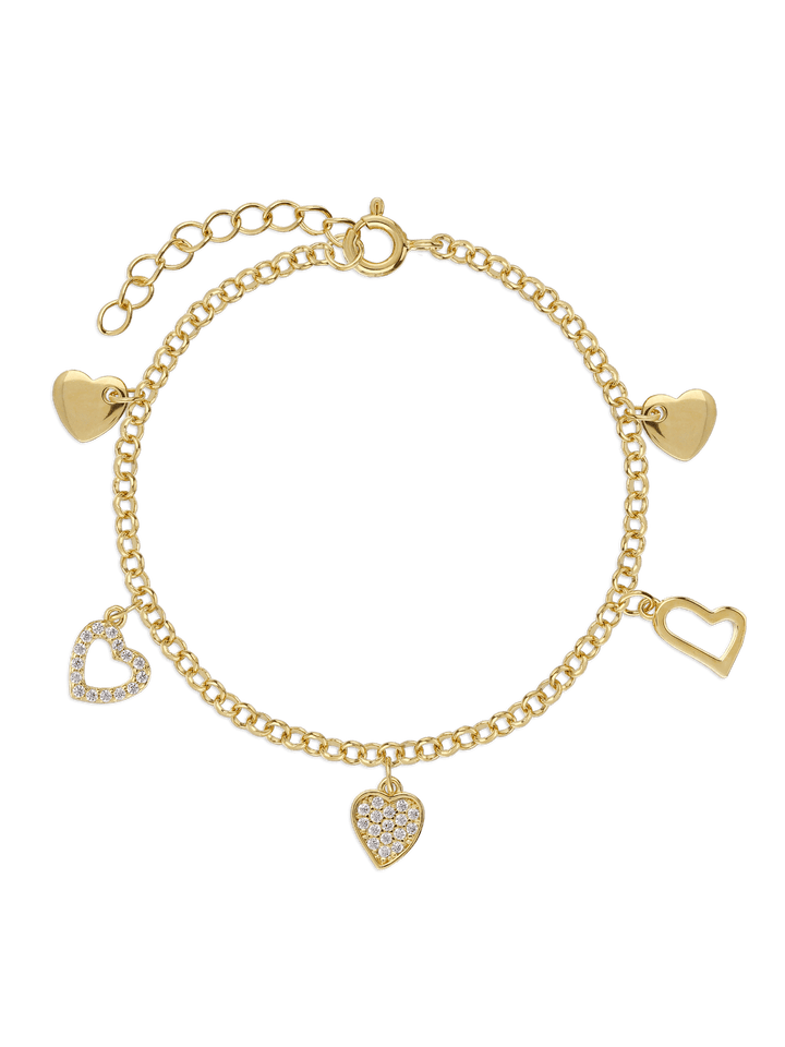 Pulseira corações em prata 925 com zircónias