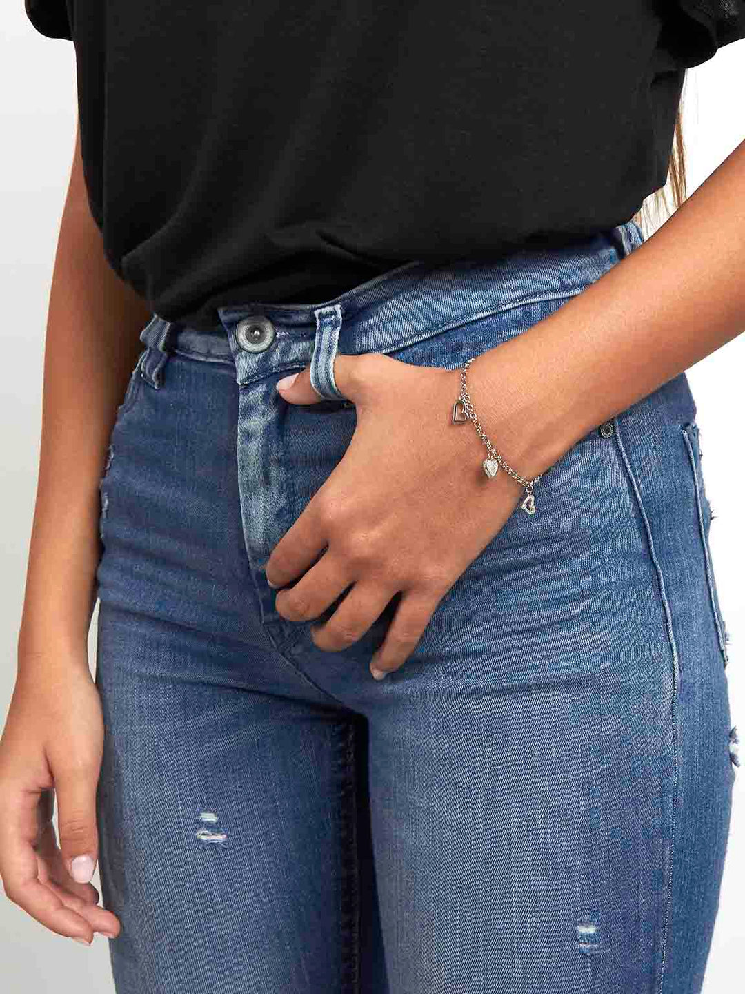 Pulseira corações em prata 925 com zircónias