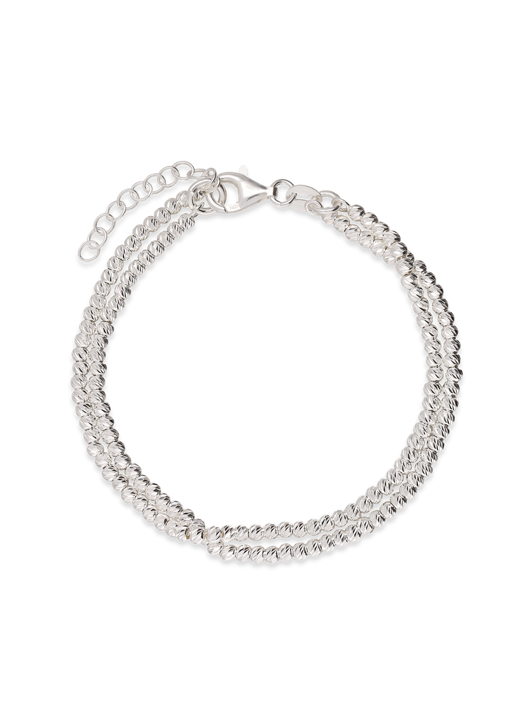 Pulseira de bolinhas dupla em prata 925
