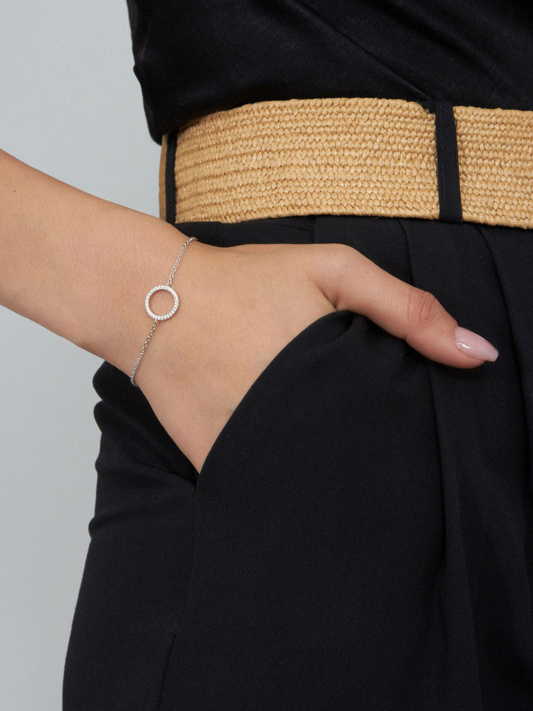 Pulseira círculo em prata 925 com zircónias