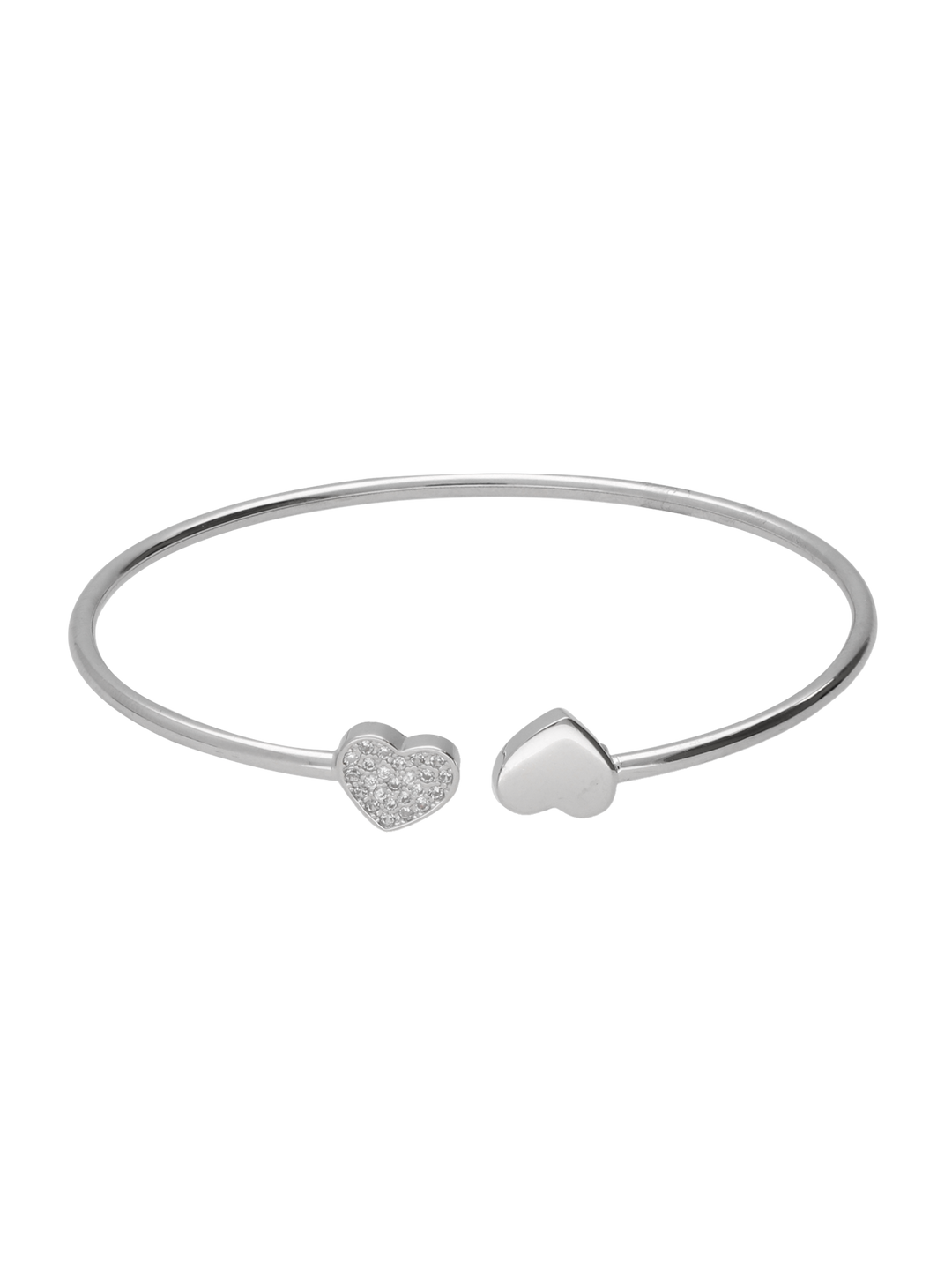 Pulseira rígida corações em prata 925 com zircónias