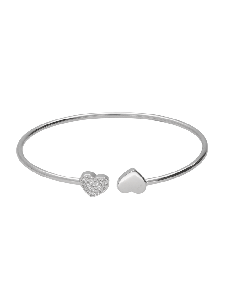 Pulseira rígida corações em prata 925 com zircónias