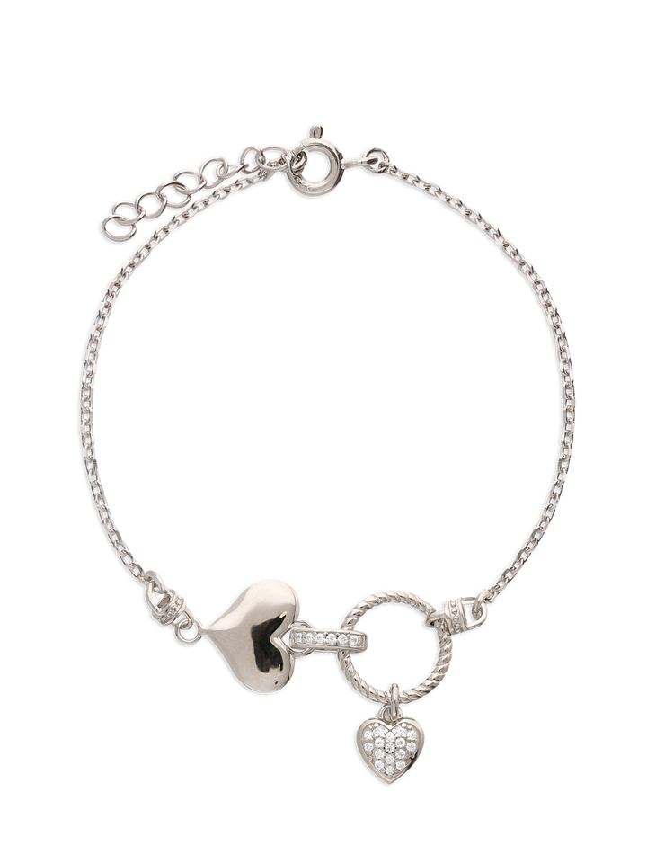 Pulseira coração em prata 925 com zircónias