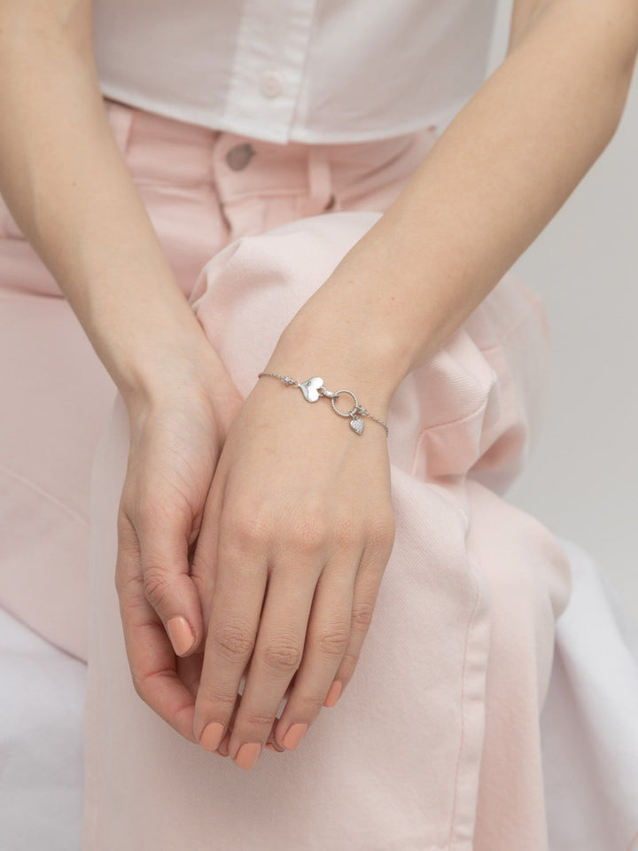 Pulseira coração em prata 925 com zircónias