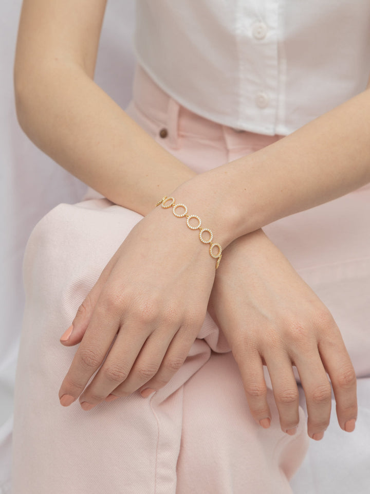 Pulseira banhada a ouro com zircónias