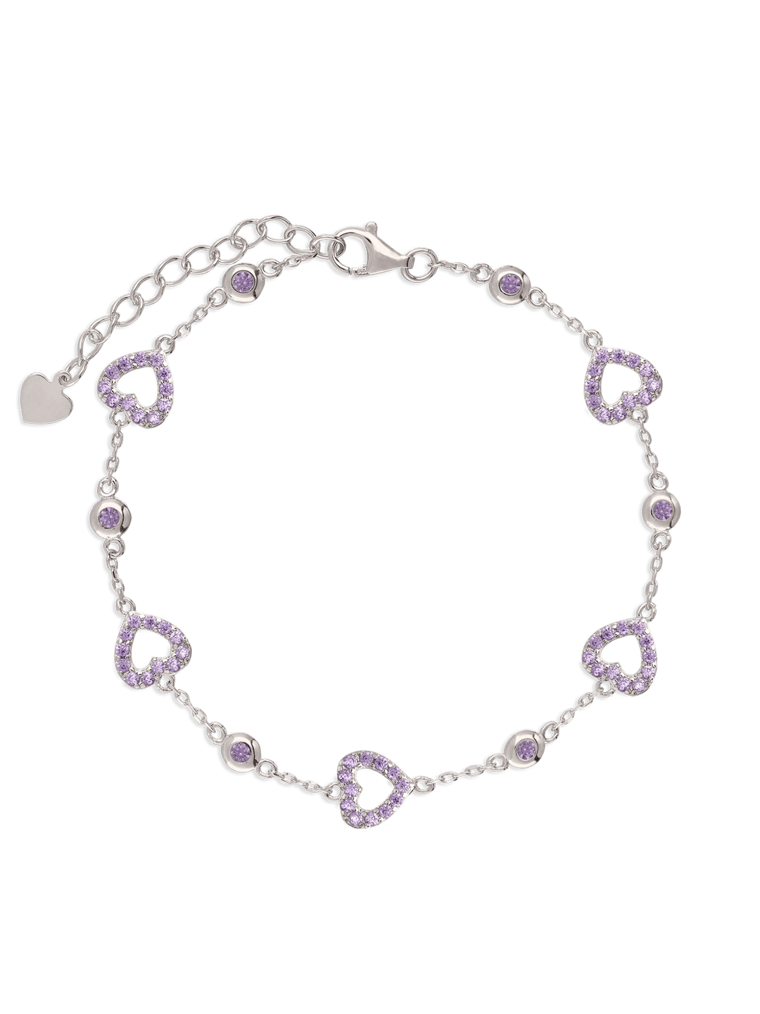 Pulseira delicada em prata 925 com zircônia e coração
