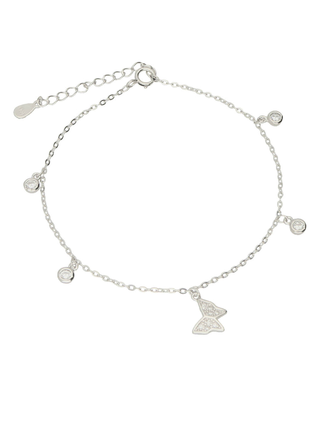 Pulseira borboletas em prata 925 com zircónias