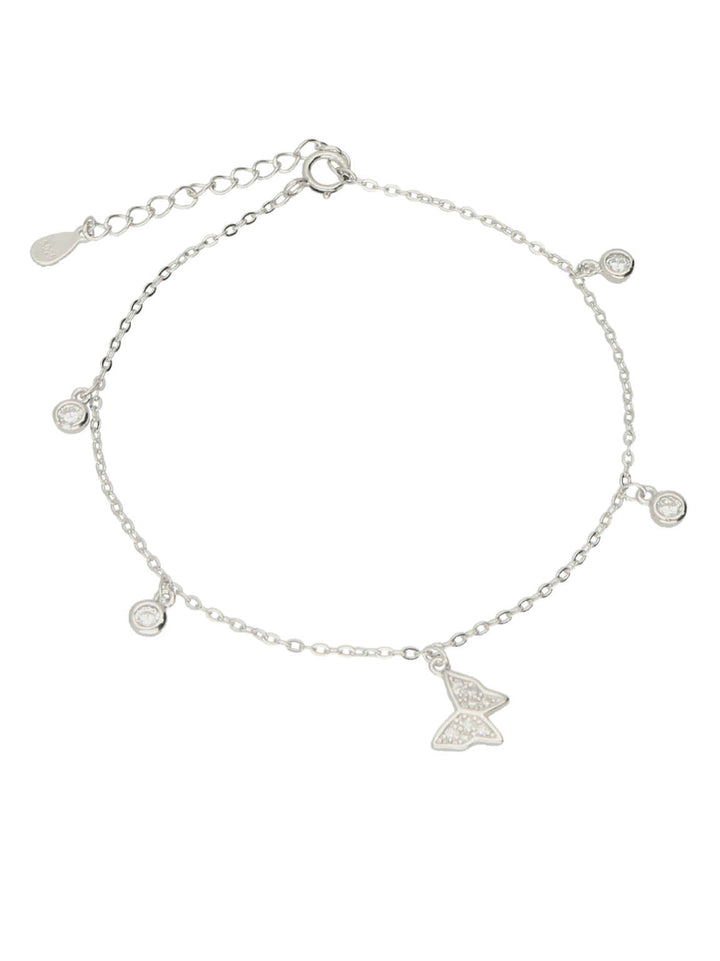 Pulseira borboletas em prata 925 com zircónias