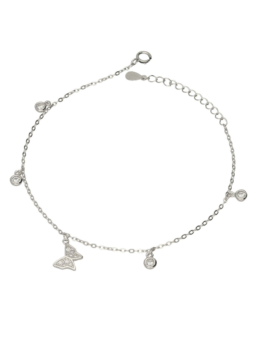 Pulseira borboletas em prata 925 com zircónias
