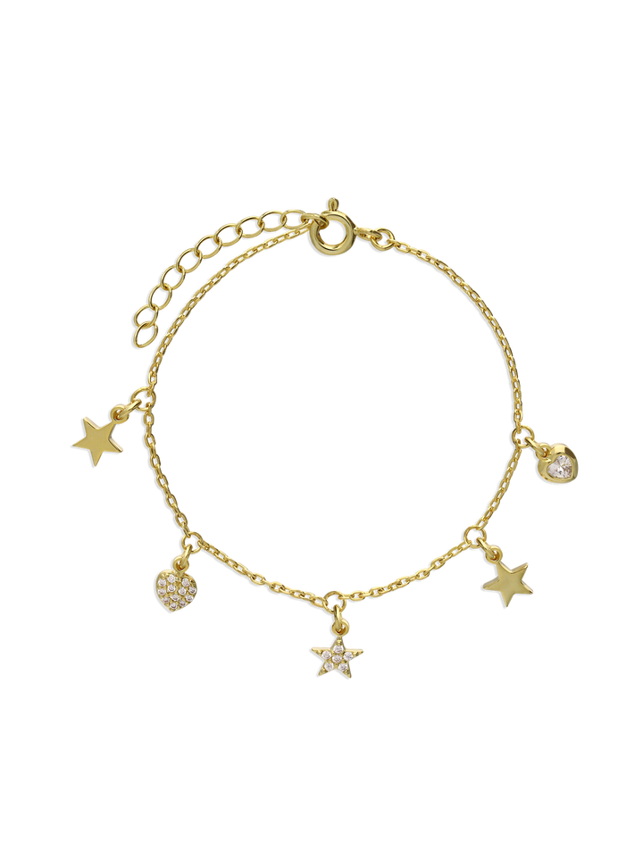 Pulseira delicada banhada a ouro com vidro cristal