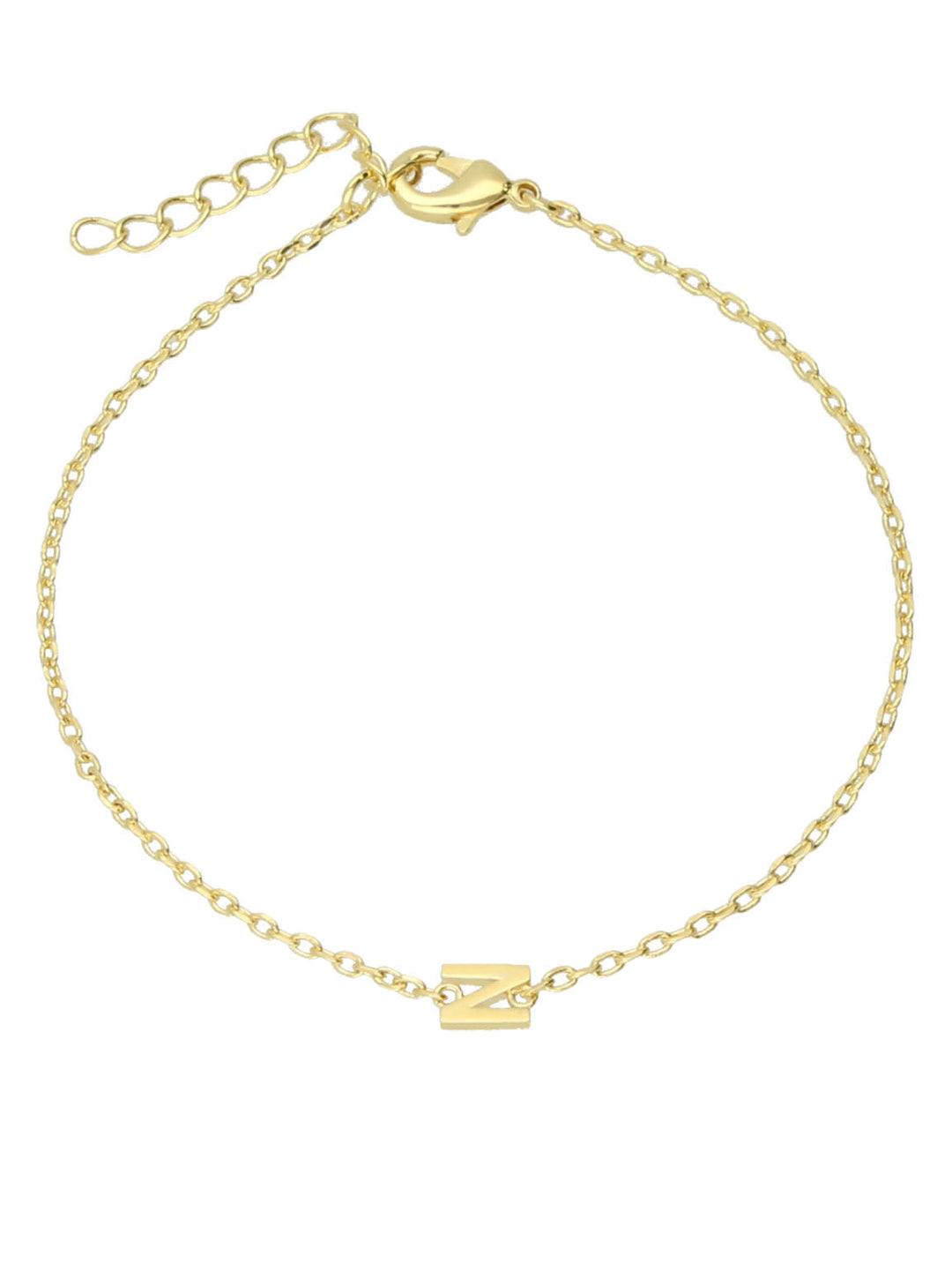 Pulseira delicada "N" banhada a ouro