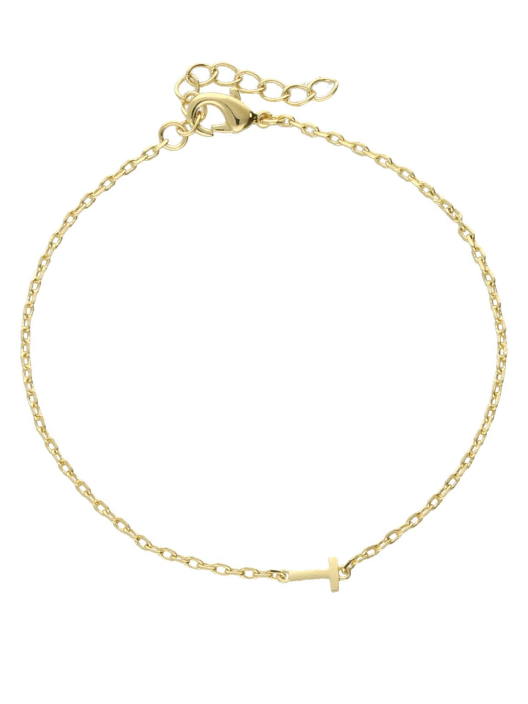Pulseira delicada "T" banhado a ouro