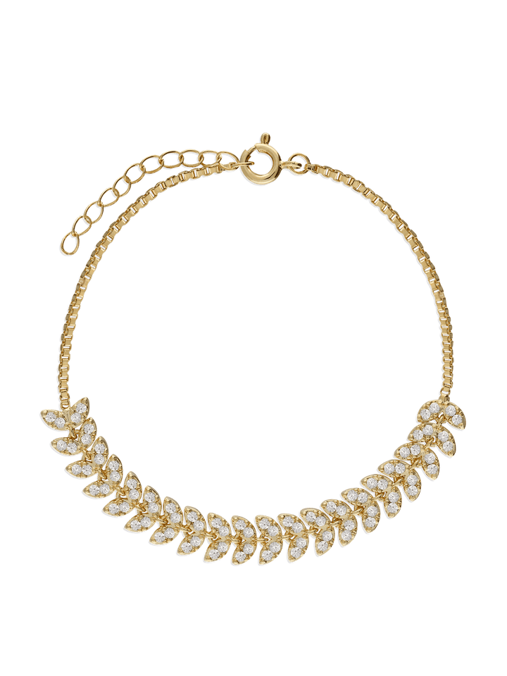 Pulseira delicada banhada a ouro com zircónia