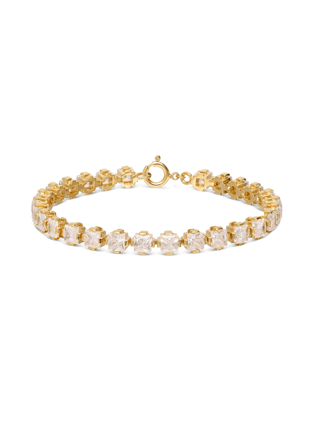 Pulseira de ténis banhada a ouro com zircónia