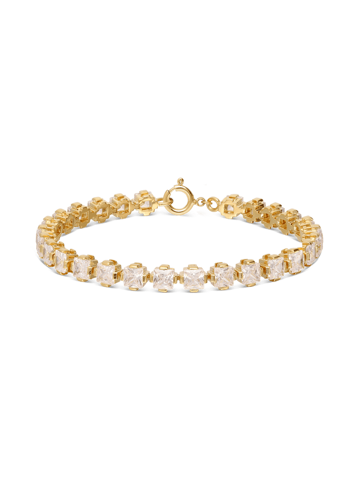 Pulseira de ténis banhada a ouro com zircónia
