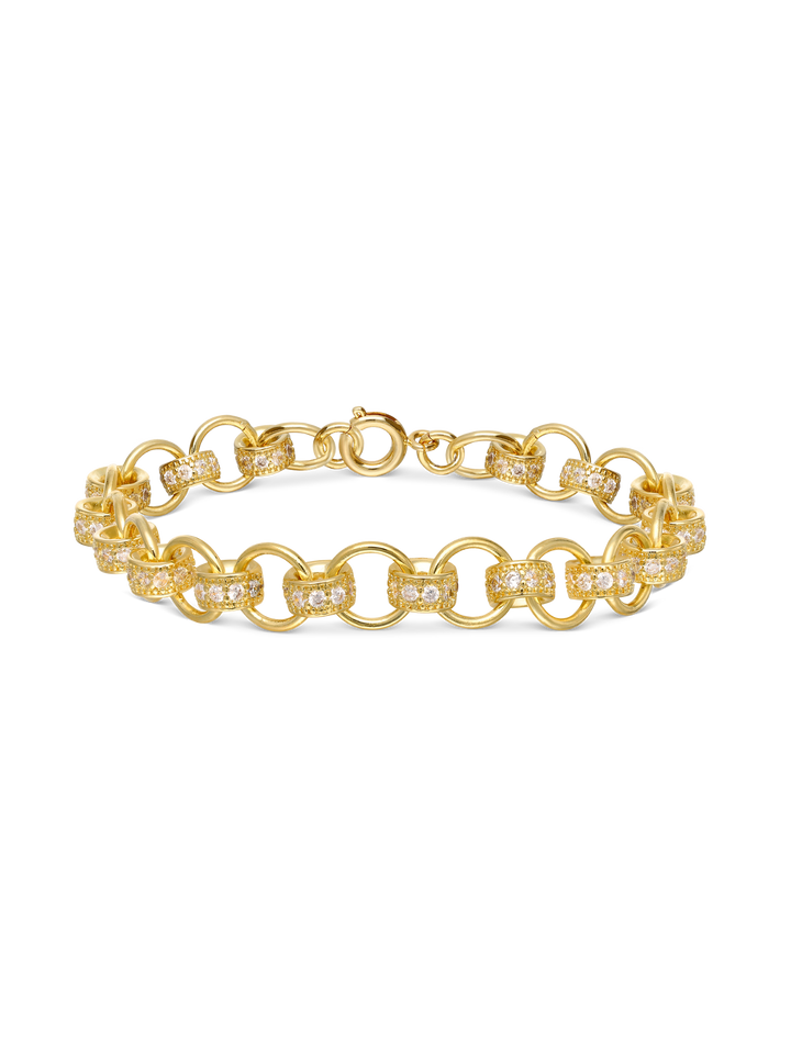 Pulseira banhada a ouro com zircónia