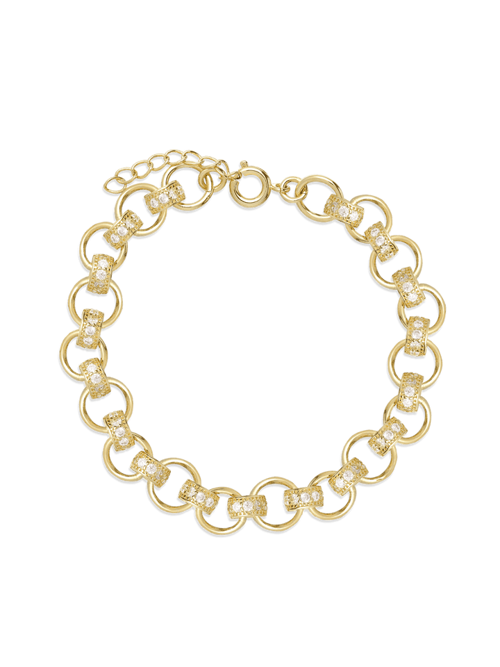 Pulseira banhada a ouro com zircónia