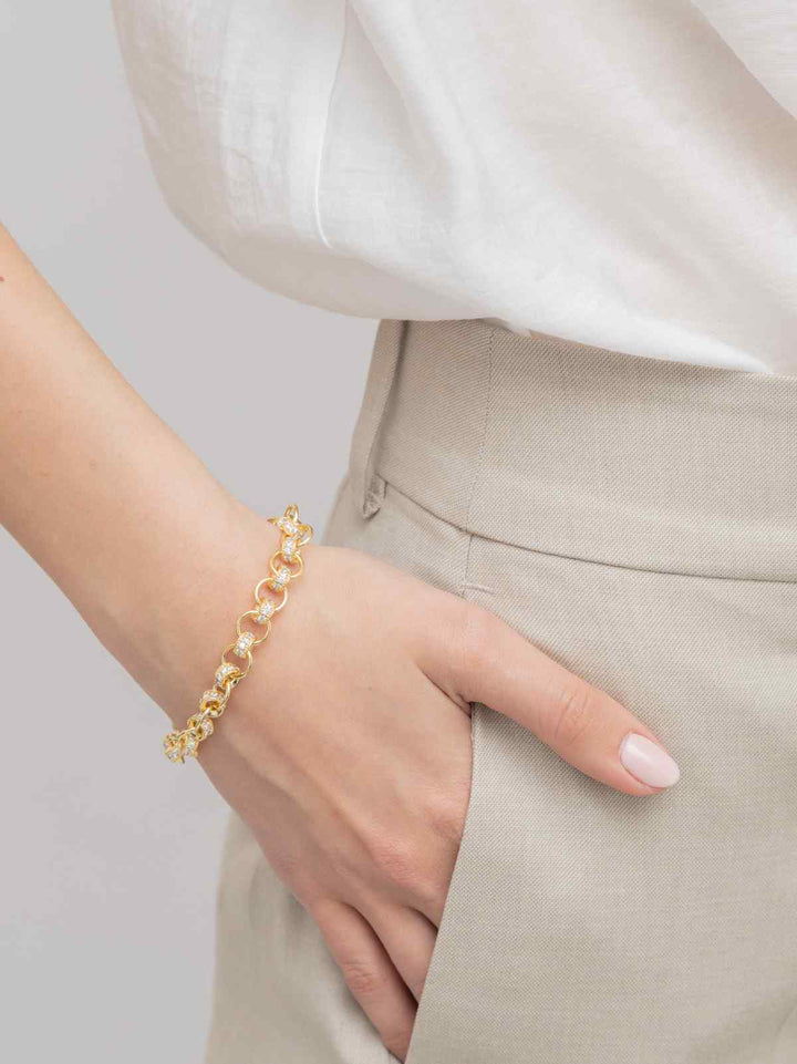 Pulseira banhada a ouro com zircónia