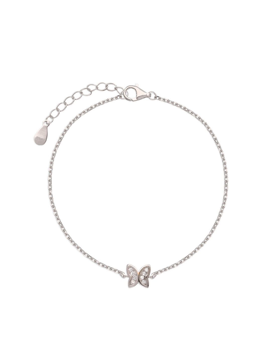 Pulseira borboleta em prata 925 com zircónias