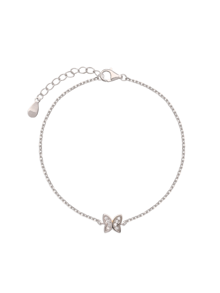 Pulseira borboleta em prata 925 com zircónias