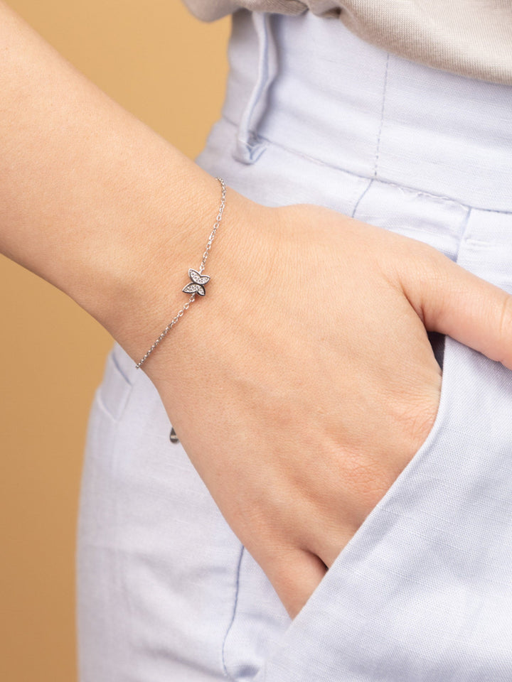 Pulseira borboleta em prata 925 com zircónias