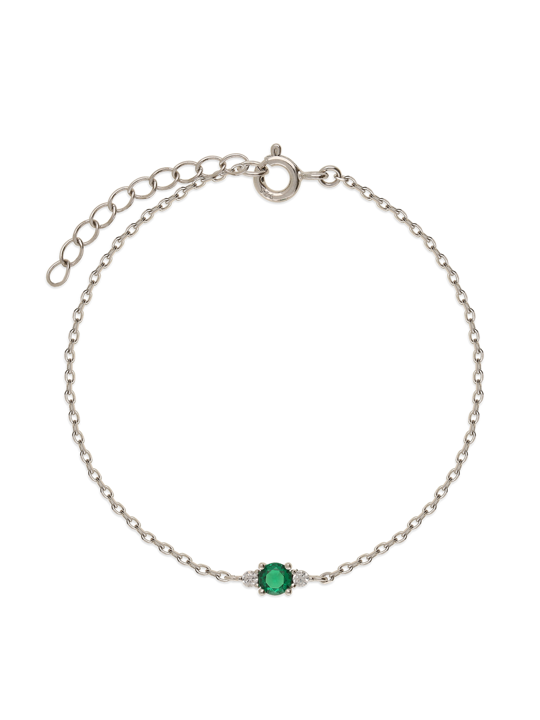 Pulseira em prata 925 com zircónias verde e transparentes