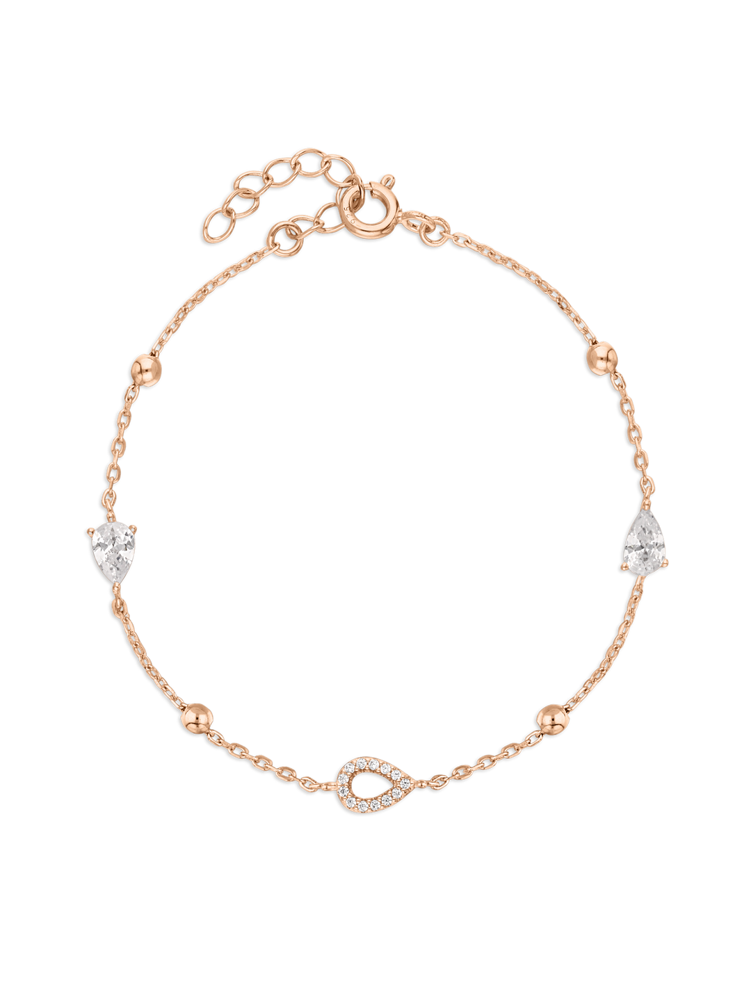 Pulseira delicada banhada a ouro rosa com zircónia