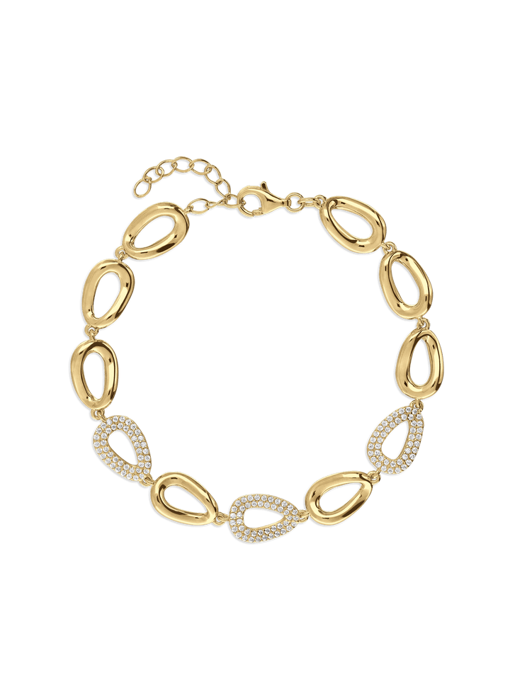 Pulseira temática banhada a ouro com zircónia