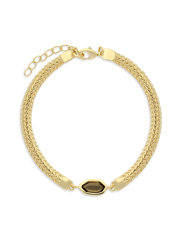 Pulseira delicada banhada a ouro com vidro cristal