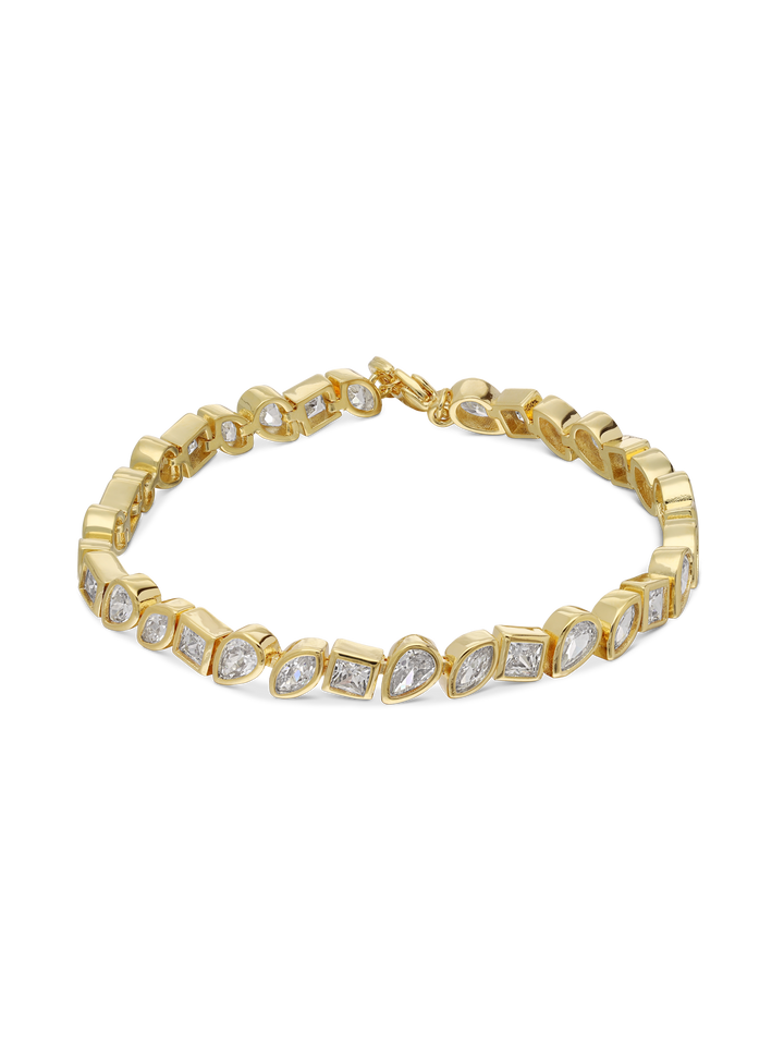 Pulseira de ténis banhada a ouro com zircónias