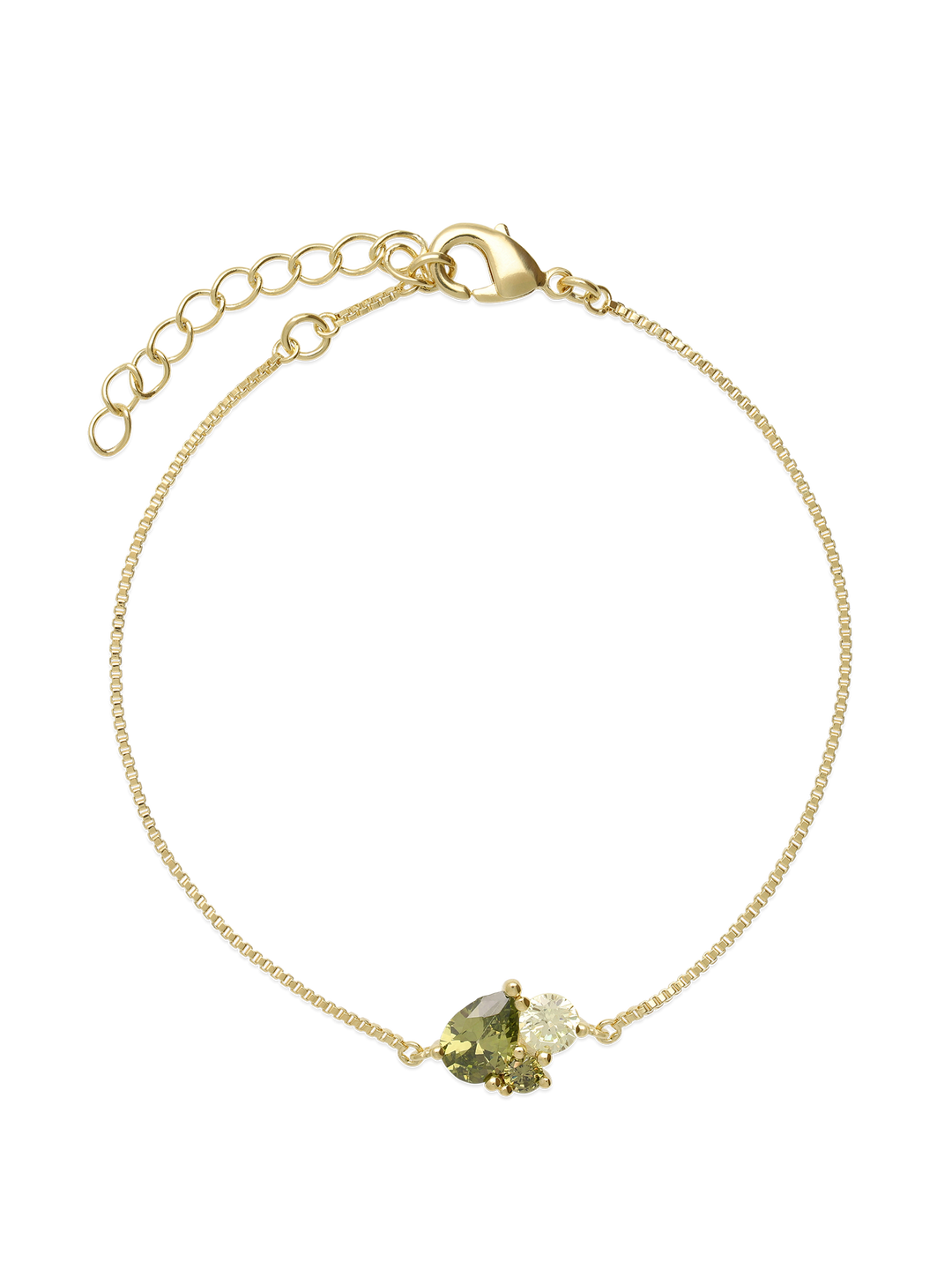 Pulseira banhada a ouro com zircónias verdes