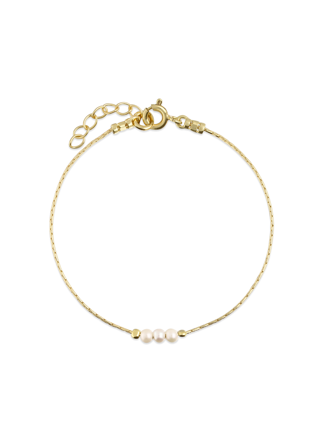 Pulseira banhada a ouro com pérolas brancas