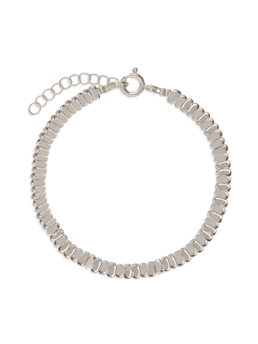 Pulseira de hematita com metais prateados