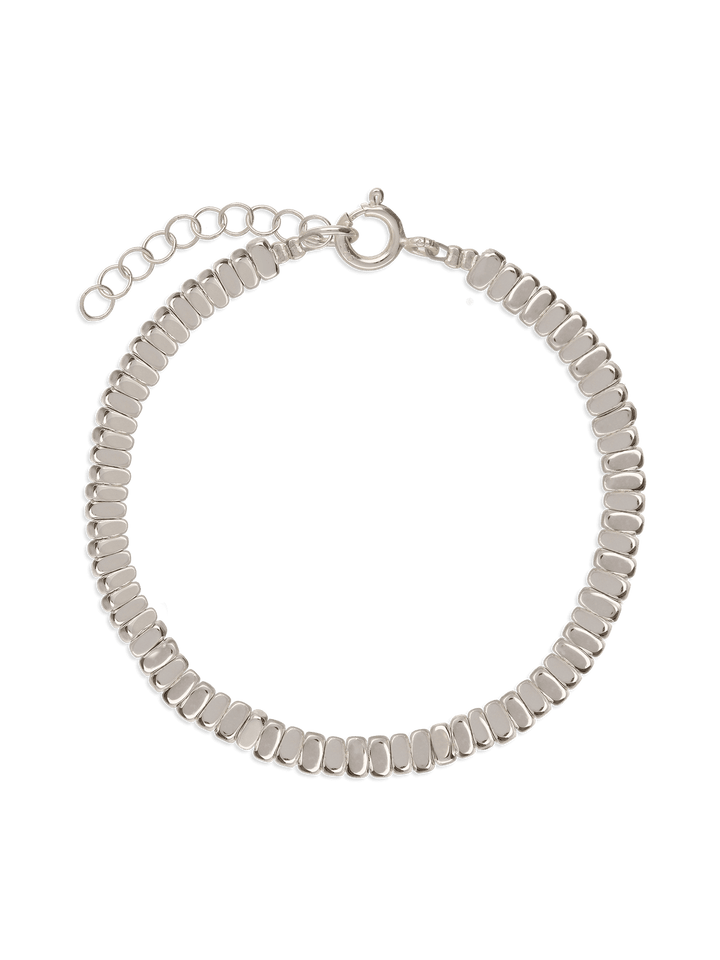 Pulseira de hematita com metais prateados