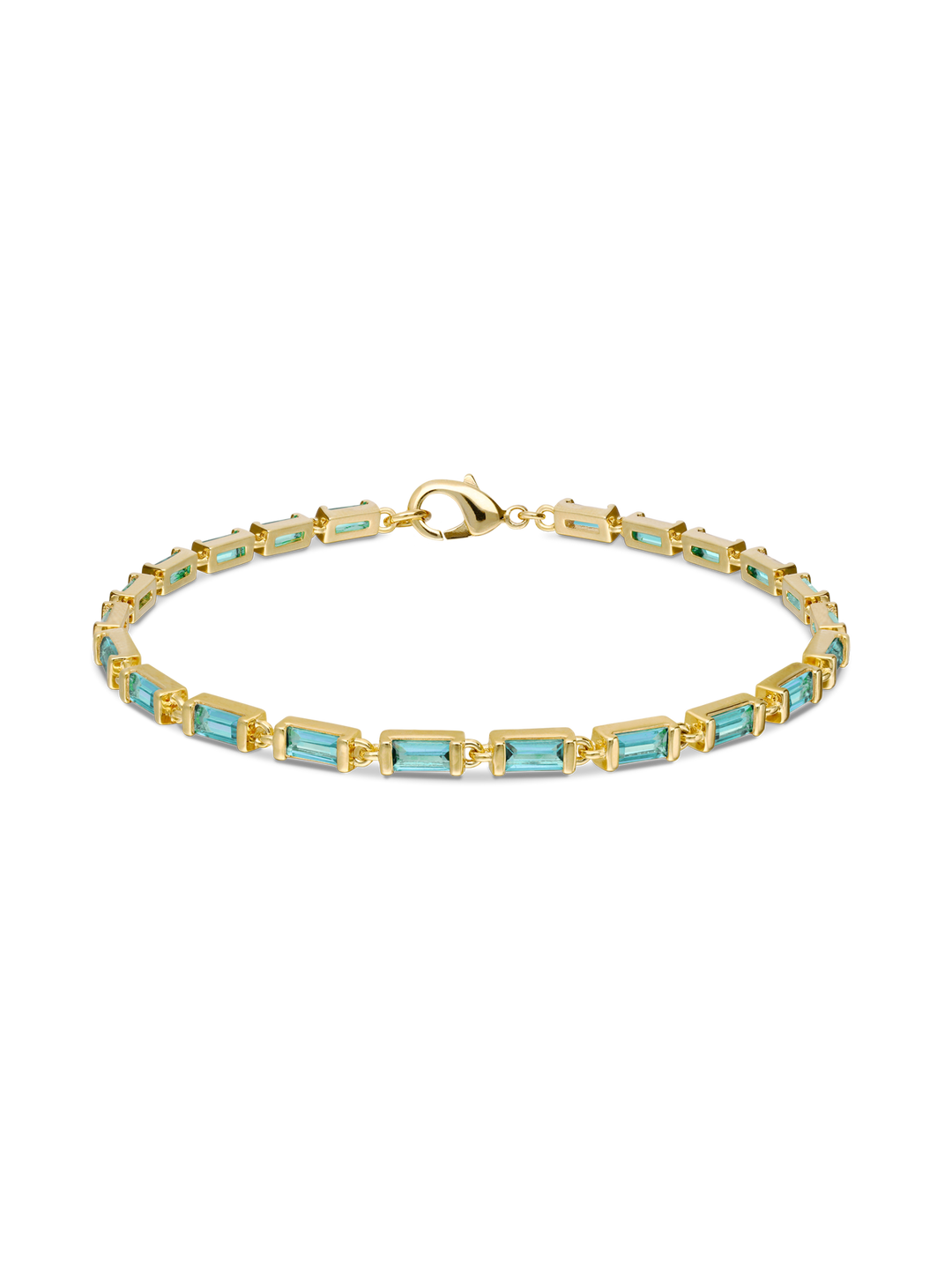 Pulseira de ténis banhada a ouro com zircónias azuis