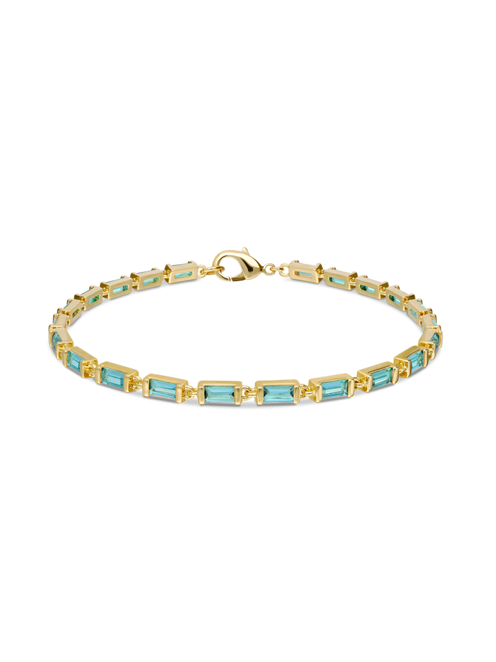 Pulseira de ténis banhada a ouro com zircónias azuis