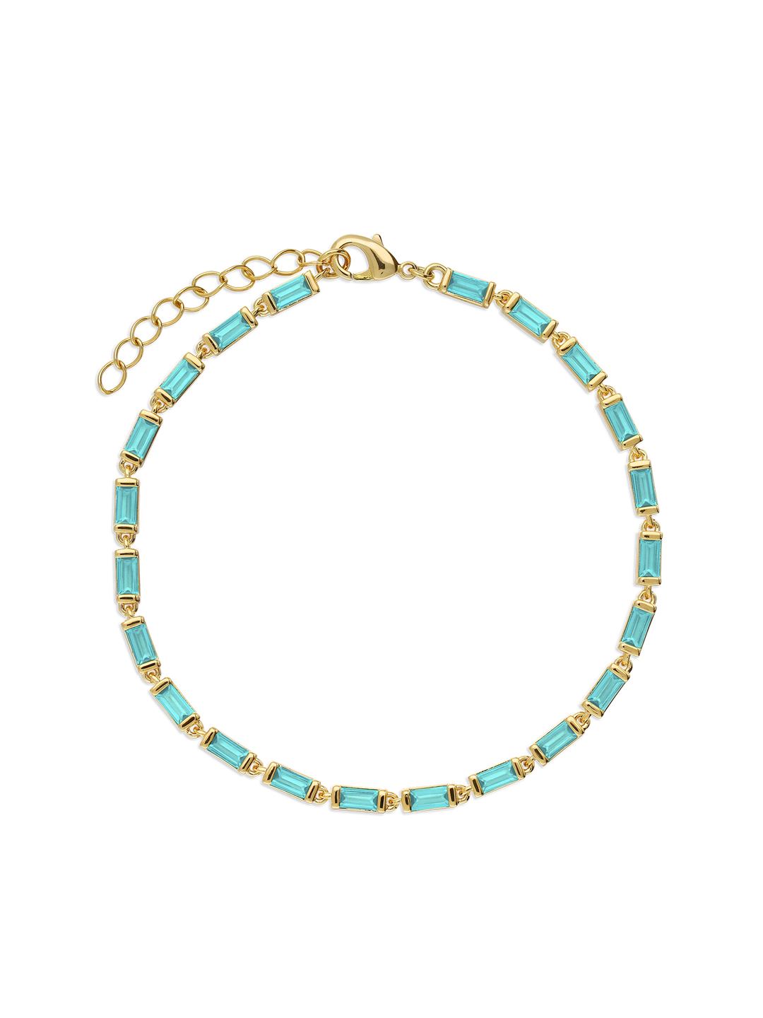 Pulseira de ténis banhada a ouro com zircónias azuis
