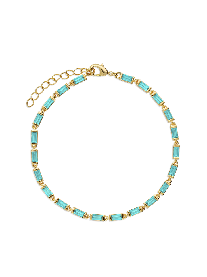 Pulseira de ténis banhada a ouro com zircónias azuis