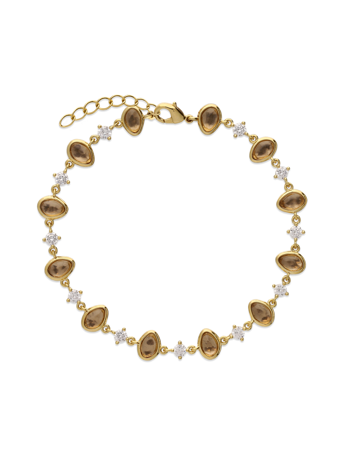 Pulseira temática banhada a ouro com zircónia e vidro cristal castanho