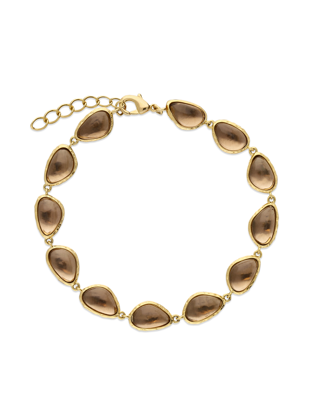 Pulseira banhada a ouro com cristais castanho