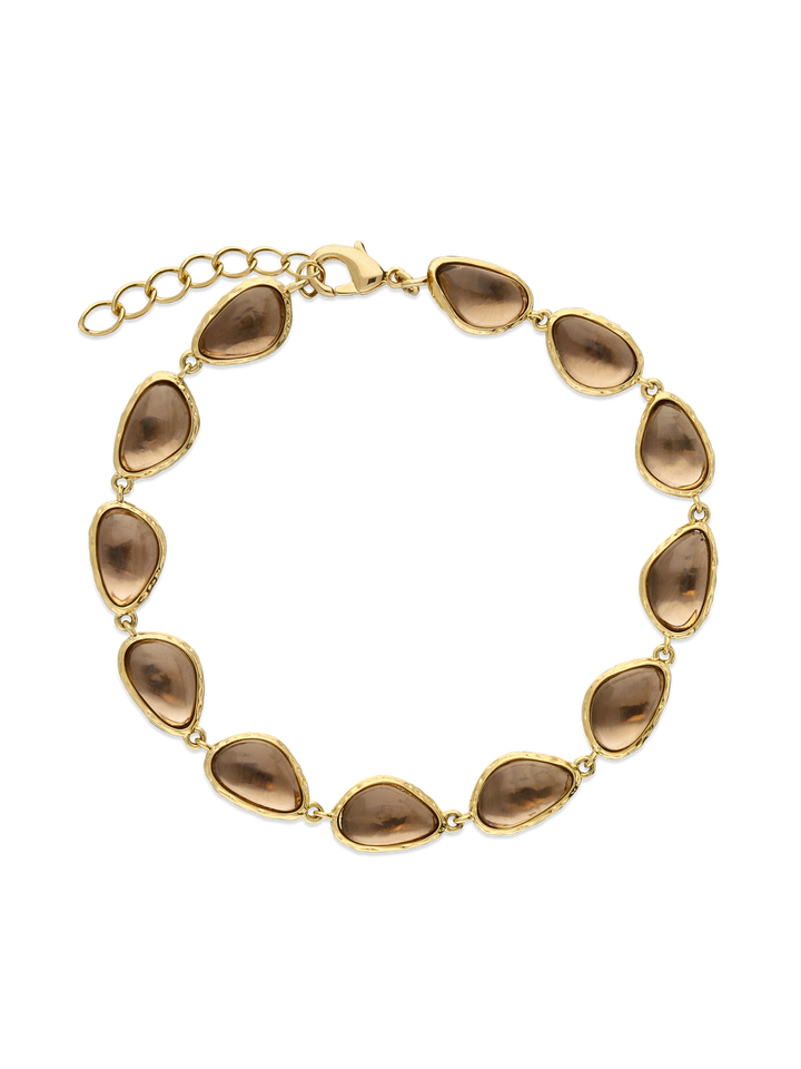 Pulseira banhada a ouro com cristais castanho