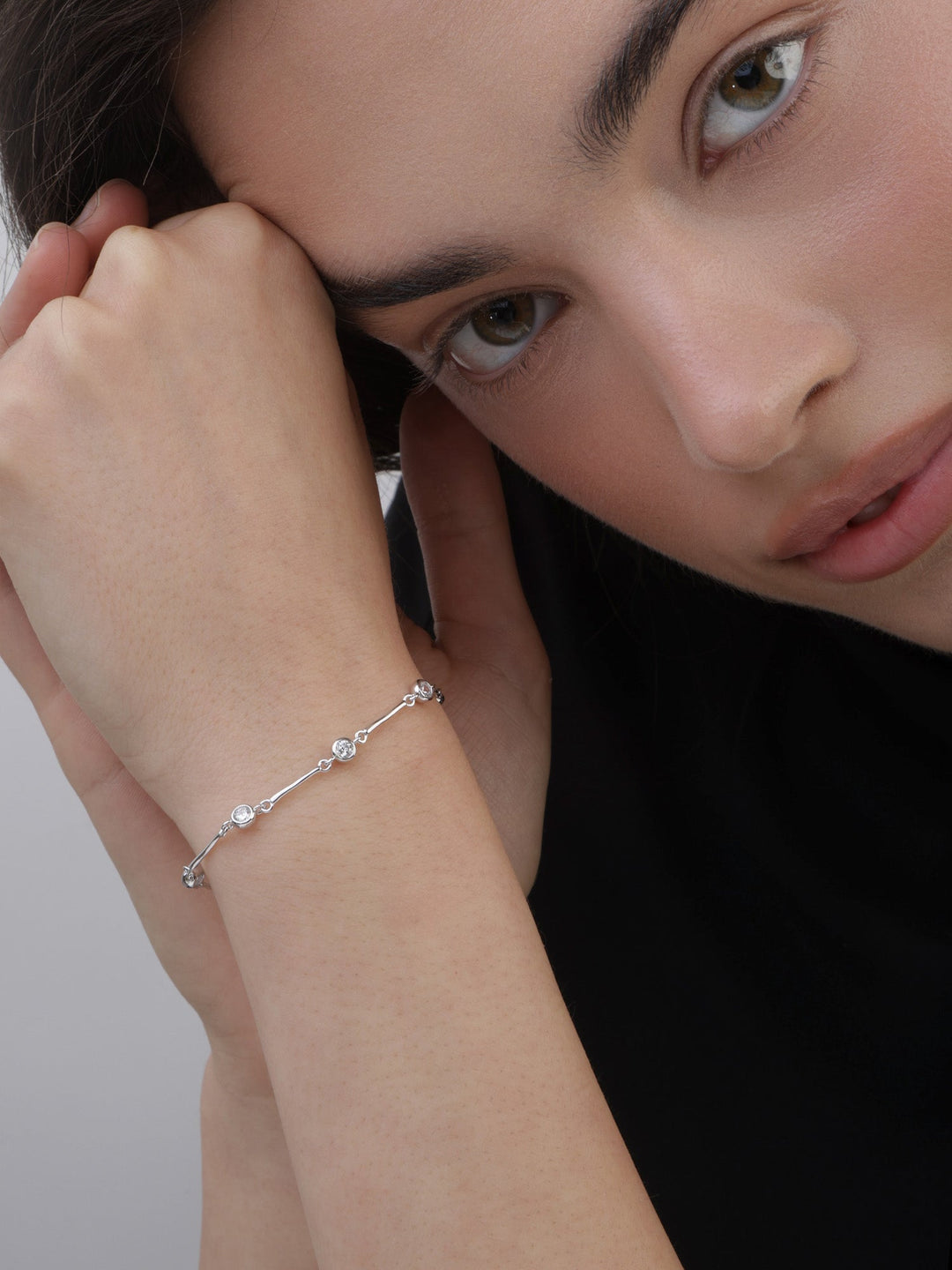 Pulseira em prata 925 com zircónia