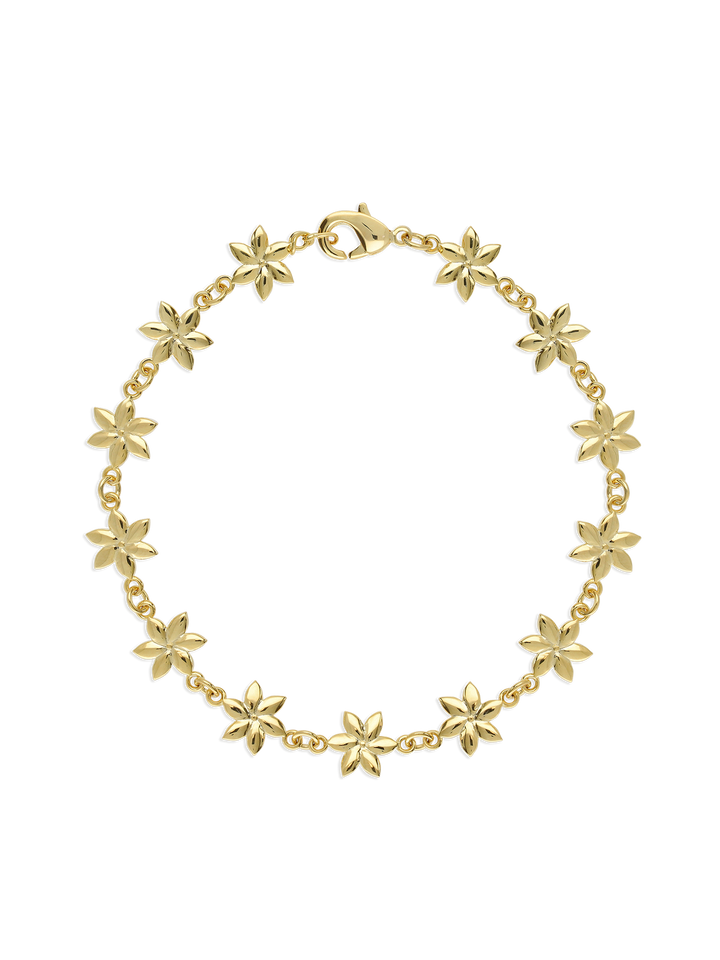 Pulseira flor banhada a ouro