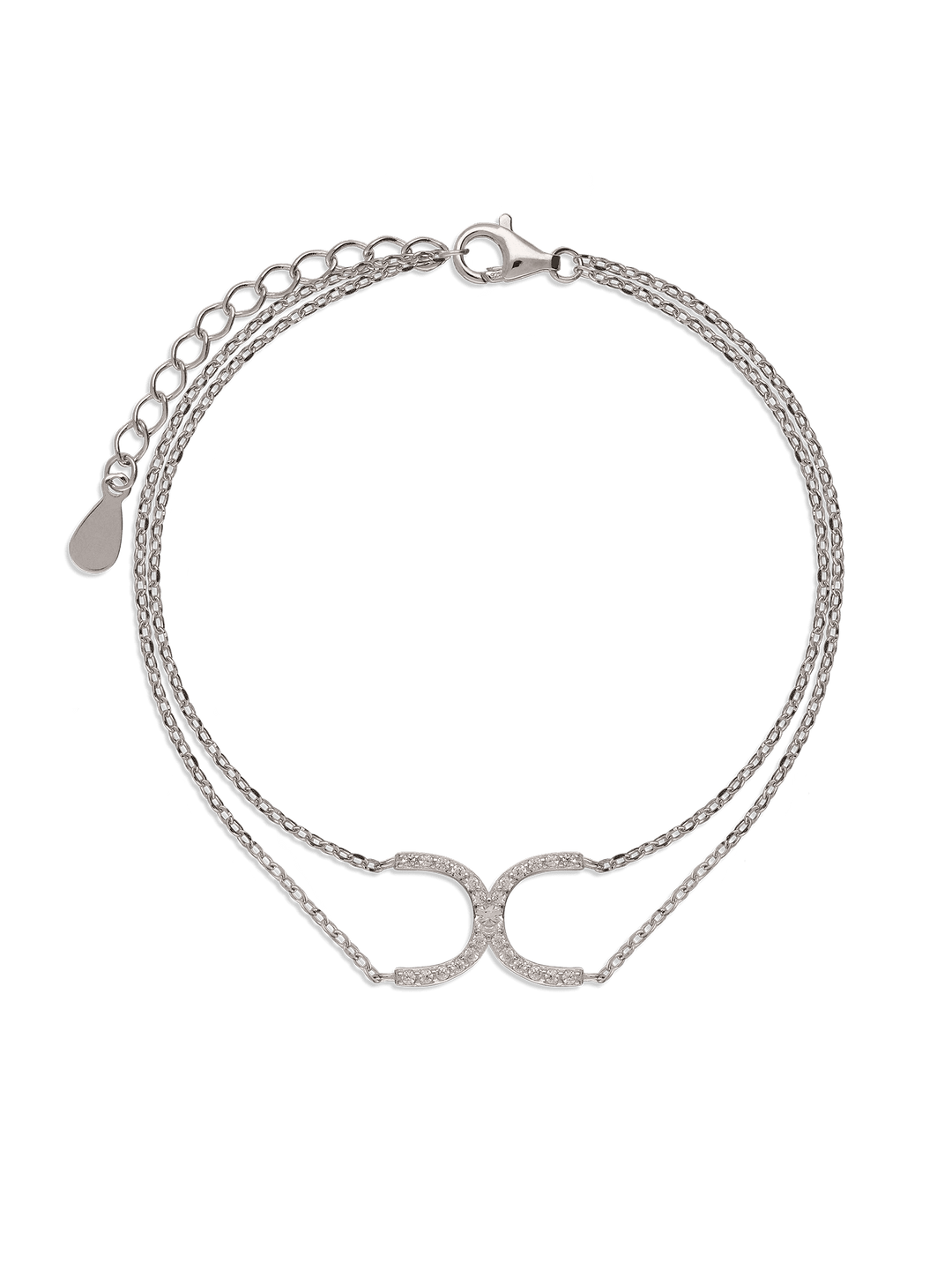 Pulseira dupla em prata 925 com zircónia