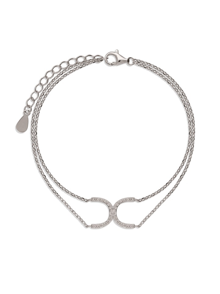 Pulseira dupla em prata 925 com zircónia