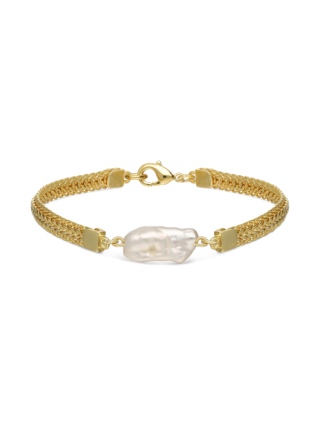 Pulseira de pérolas banhada a ouro