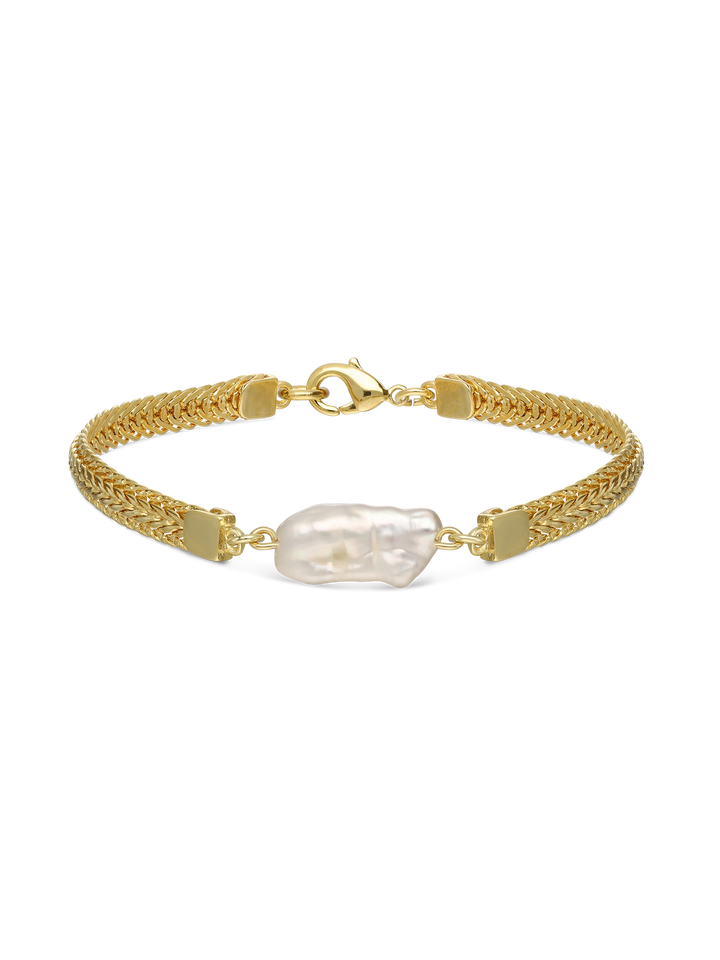 Pulseira de pérolas banhada a ouro