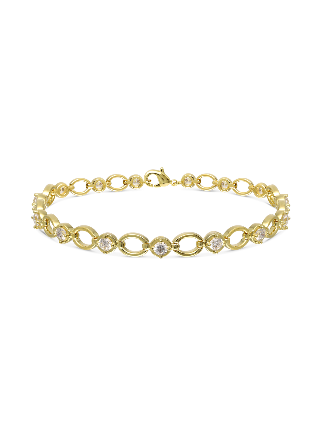 Pulseira banhada a ouro com zircónias