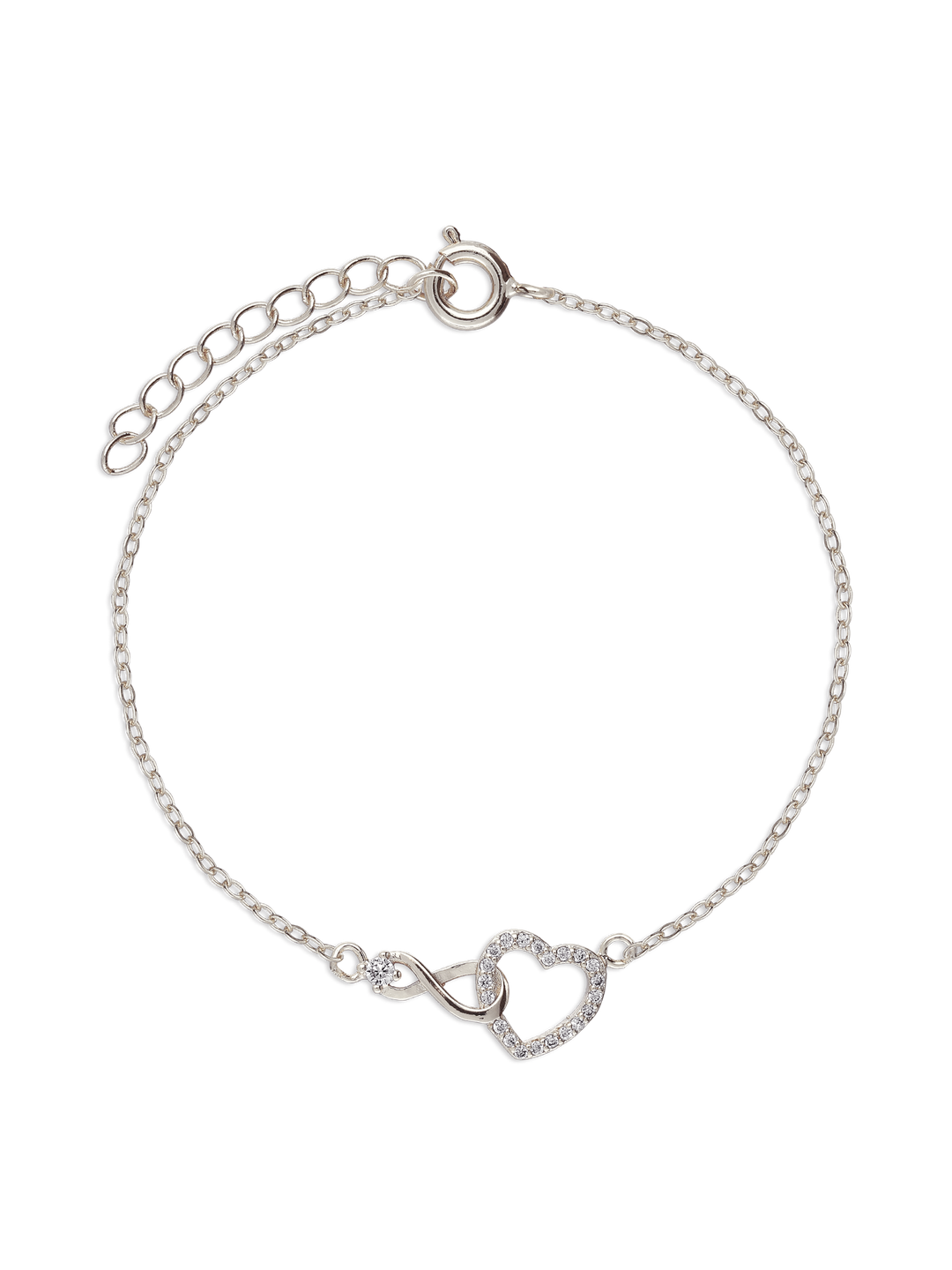 Pulseira coração em prata 925 com zircónias